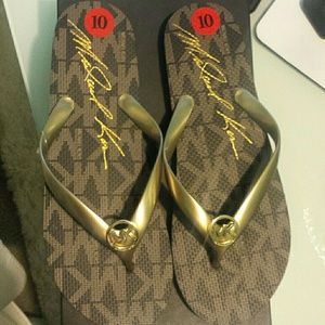 Michael Kors Brown and Gold Sandal